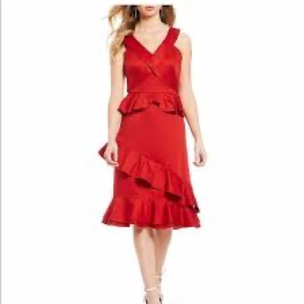 Red Ruffled Cocktail Dress